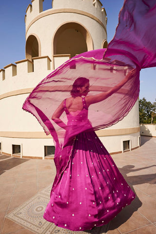 Purple Round Neck Anarkali Set