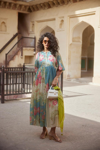 An Ivory Multicoloured Ivory Maxi Dress is perfect for summer holidays or resort wear.