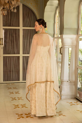 The ivory zari anarkali dress look from the back