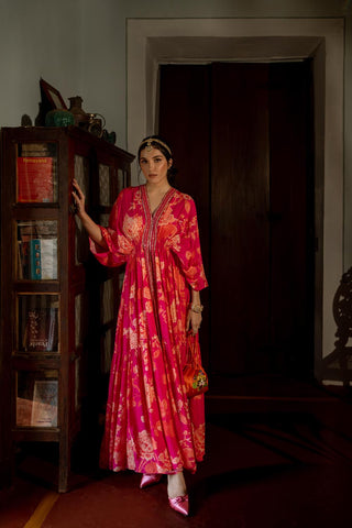 Indo Western Floral jaal print Kaftan set with Pant is Made to Order and available in all sizes.