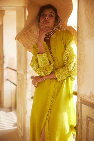 The fresh lemon yellow maxi dress has a vintage feel with  cutwork details. The dress is super chic for an beach party, a summer party or brunch. This dress will make you feel effortlessly elegant.